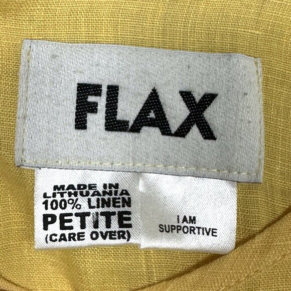 FLAX by Jeanne Engelhart 100% Linen Maxi Dress Size Petite US Small 4 - 6 Yellow - Picture 12 of 16
